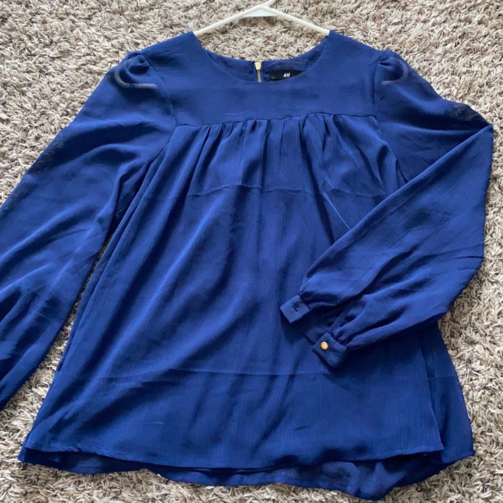Cute navy high neck blouse